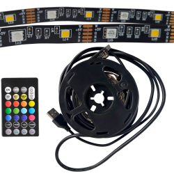 TV LED psek RGBW 2x1m s dlkovm ovldnm, funkce hudby, USB 5V