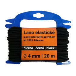 Lano elastick s polyesterovm povrchem se 100% latexem, ern 4mm/20m