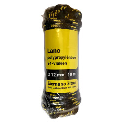 Lano polypropylenov, 24-vlken, ern se lutou 12mm/10m